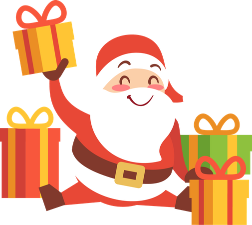 Santa claus with gifts on christmas  Illustration