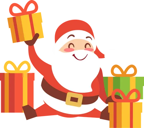 Santa claus with gifts on christmas  Illustration