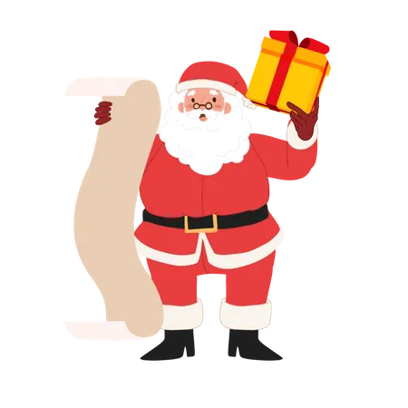 Santa Claus Is Checking In Check List Paper Vector Illustration Illustration