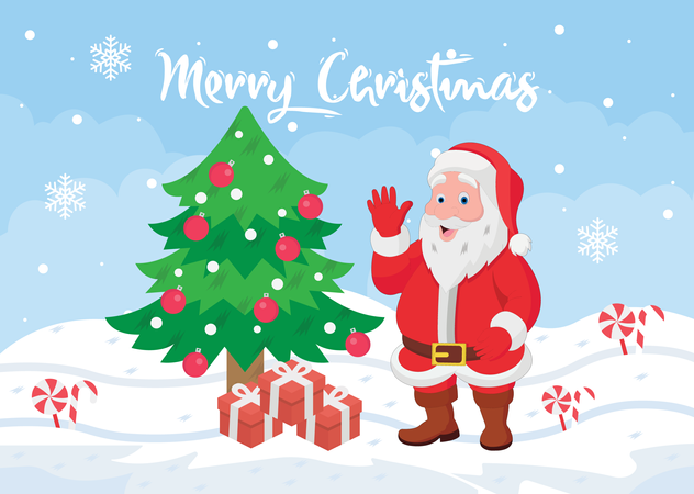 Santa Claus with Merry Christmas  Illustration