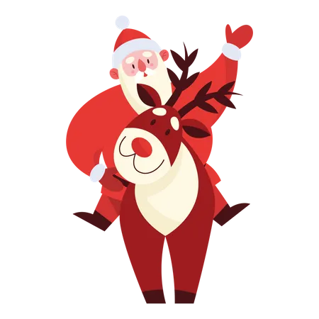 Santa claus with reindeer Illustration