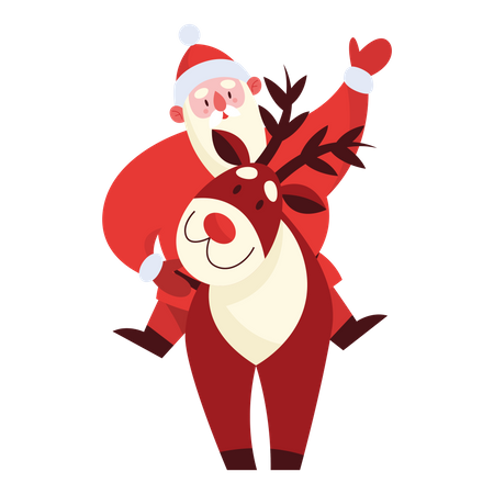 Santa claus with reindeer  Illustration