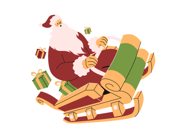 Santa Claus with sleigh around the world  Illustration