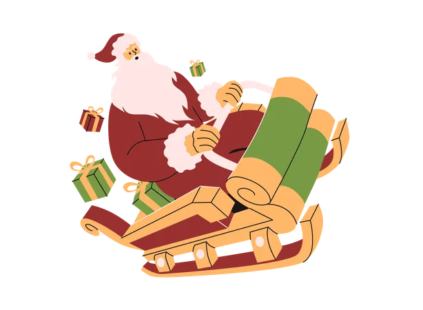 Santa Claus with sleigh around the world  Illustration