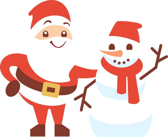 Santa claus with snowman Illustration