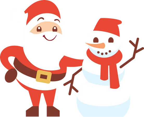 Santa claus with snowman Illustration