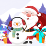 snowman and giftbox illustration svg