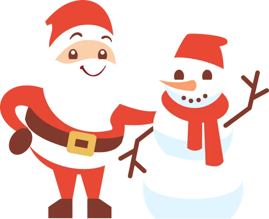 Santa claus with snowman  Illustration