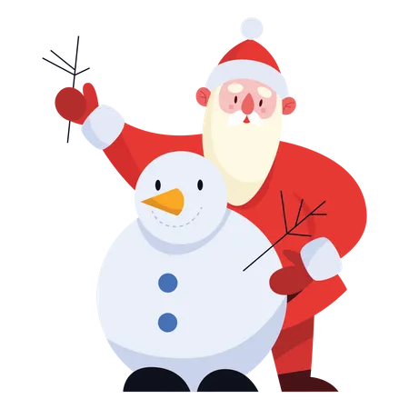 Santa claus with snowman  Illustration