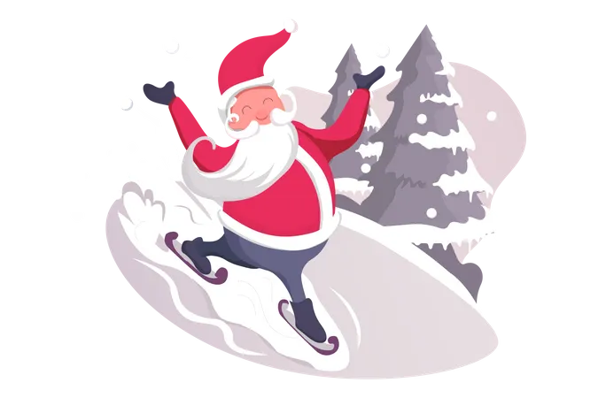 Santa Clause on Skate  Illustration