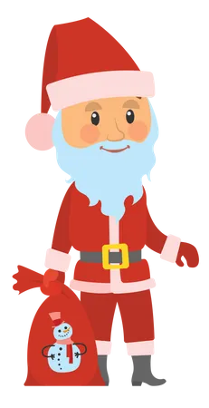 Santa Clause With bag of Snowman  Illustration