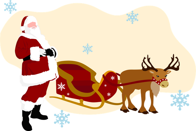 Santa Clause with sleigh  イラスト