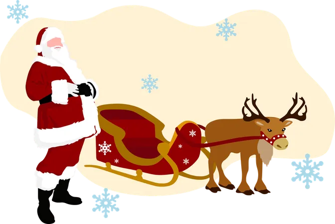 Santa Clause with sleigh  Illustration