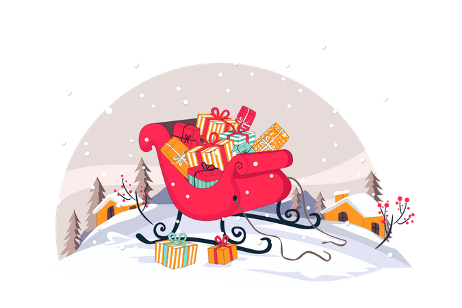 Santa Claus's sleigh with gifts Illustration