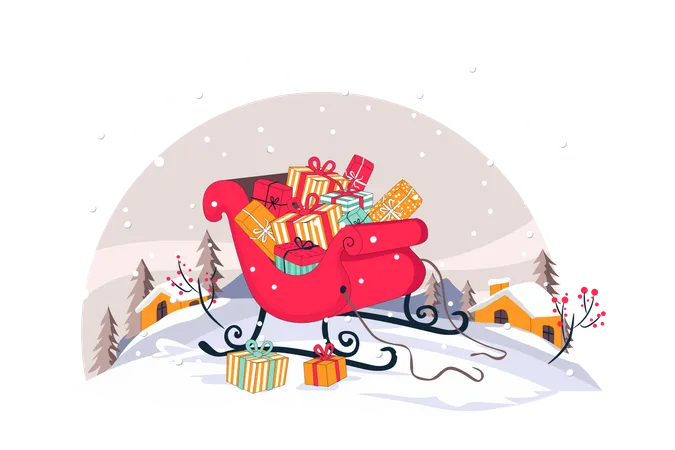 Santa Claus's sleigh with gifts Illustration