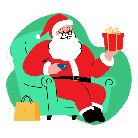 Papá Noel compra regalos  Ilustración