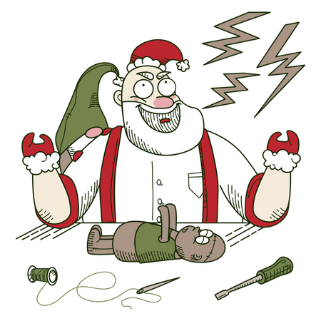 Santa creates a toy  Illustration