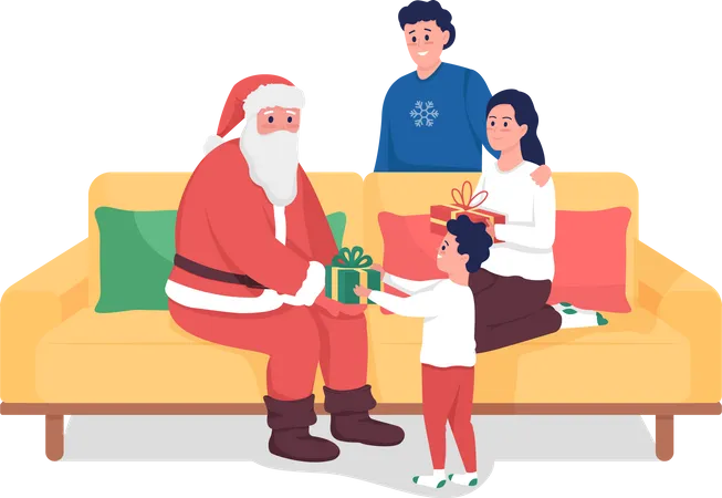 Santa dando regalos  Illustration