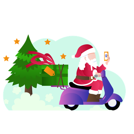 Santa delivered Christmas gift  Illustration