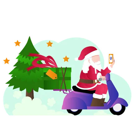 Santa delivered Christmas gift  Illustration