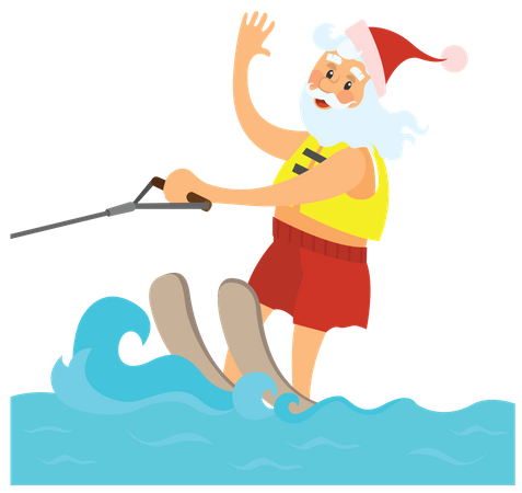 Papá Noel disfrutando del surf  Ilustración