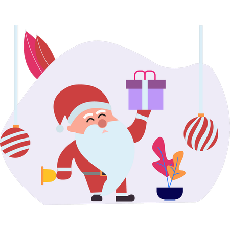 Santa distributing gifts  Illustration