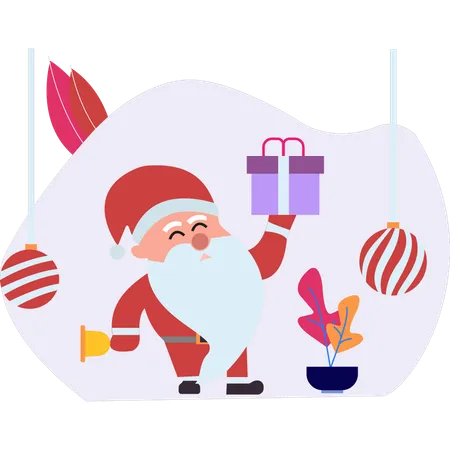 Santa distributing gifts  Illustration