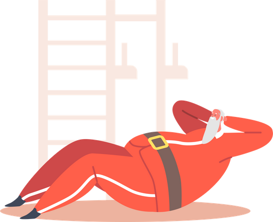 Santa Doing Exercises for Weight Loss and Healthy Body  Illustration