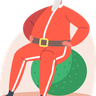 illustrations of santa doing exercises on fit ball