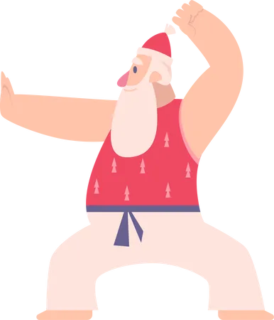 Santa Sport Fitness Christmas Character Winter Santa Workout Illustration