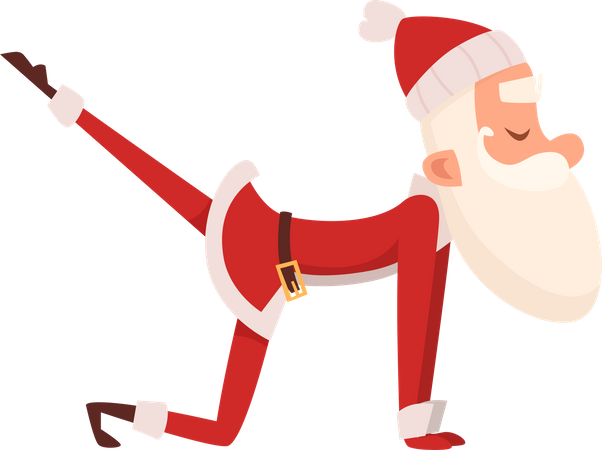 Santa Doing Stretching  Illustration