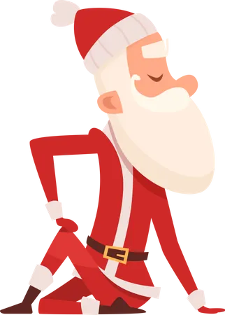 Santa Yoga Poses Christmas Winter Holiday Sport Healthy Illustration