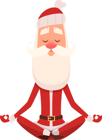Santa Doing Yoga  Illustration