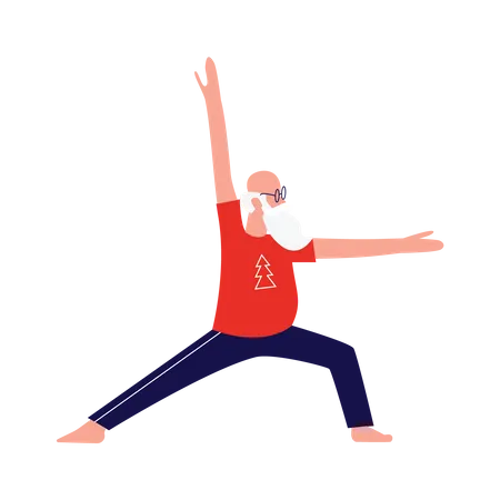 Santa Doing Yoga  Illustration