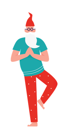 Santa Doing Yoga  Illustration