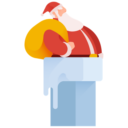Santa Down The Chimney Illustration