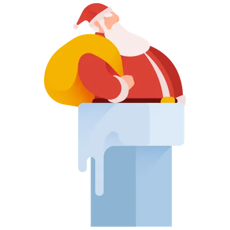 Santa Down The Chimney  Illustration