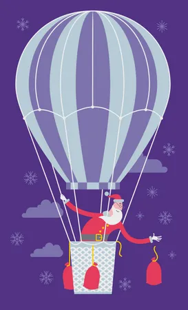 Papá Noel en el aerostato  Ilustración