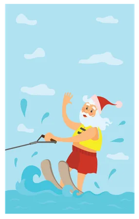 Santa enjoying surfing Illustration