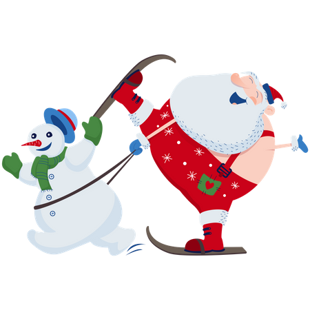 Papá Noel está esquiando  Ilustración
