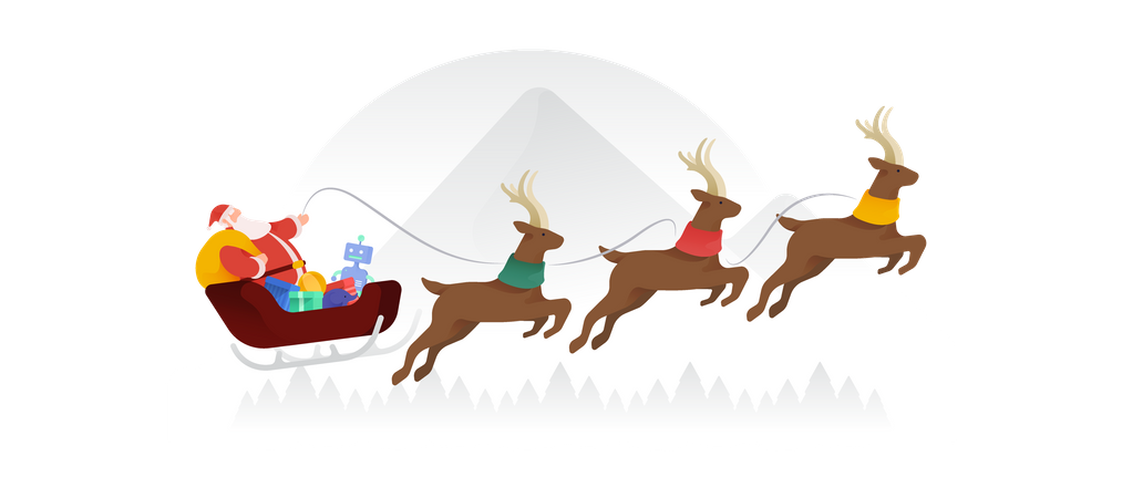 Santa Flying Over Mountains  Illustration