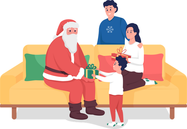 Santa giving gifts  Illustration