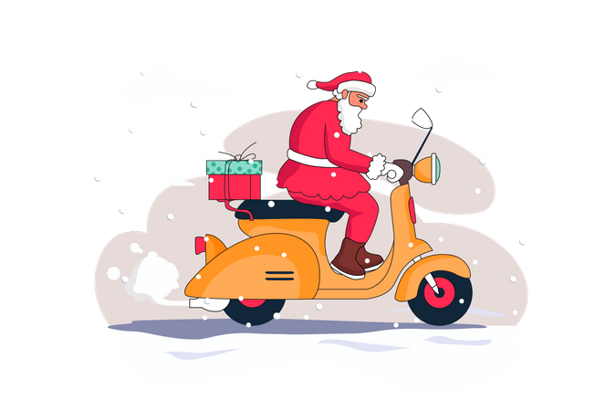Santa going for gift delivery Illustration