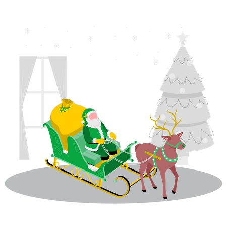 Santa going to deliver gifts  Illustration