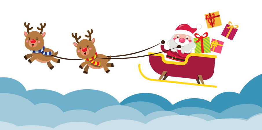Santa going to distribute gifts Illustration