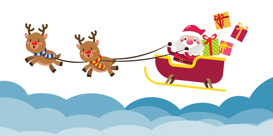 Santa going to distribute gifts  Illustration