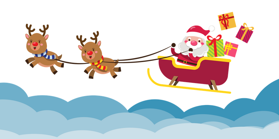 Santa going to distribute gifts  Illustration