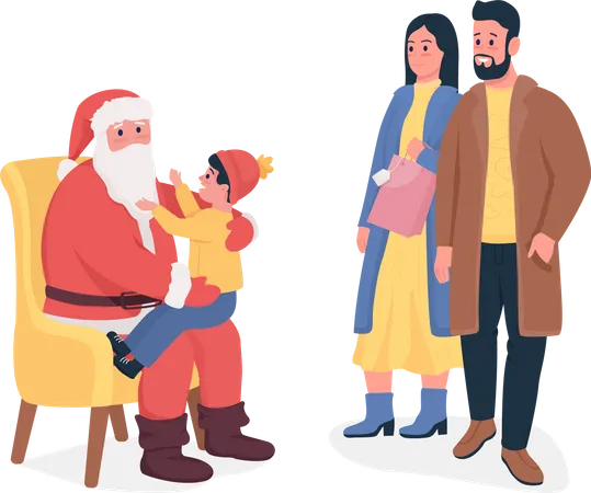 Santa greeting to kid Illustration