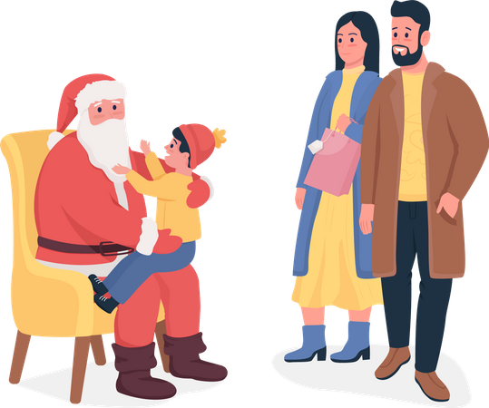 Santa greeting to kid  Illustration