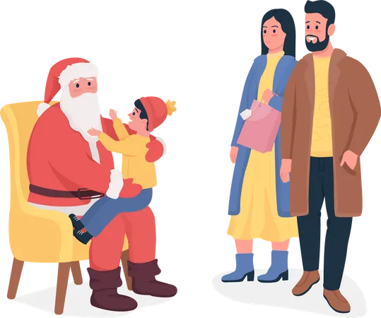 Santa greeting to kid  Illustration